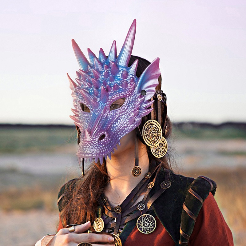 Pearl Blue Dragon Mask 3D Prin - đánh giá và giá Cosplay Prop Blueprints