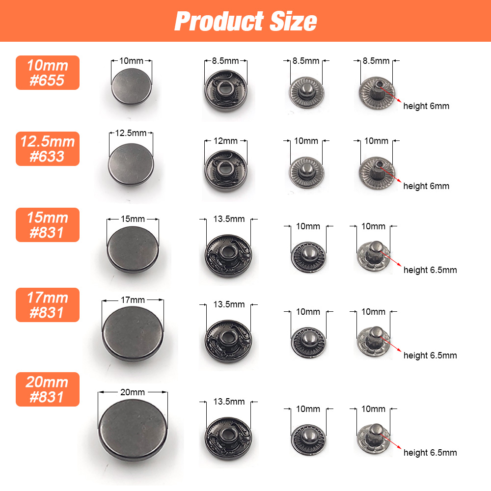 Bộ 50 831/633/655 Khóa Hít Nút - đánh giá và giá Snap Fastener Set