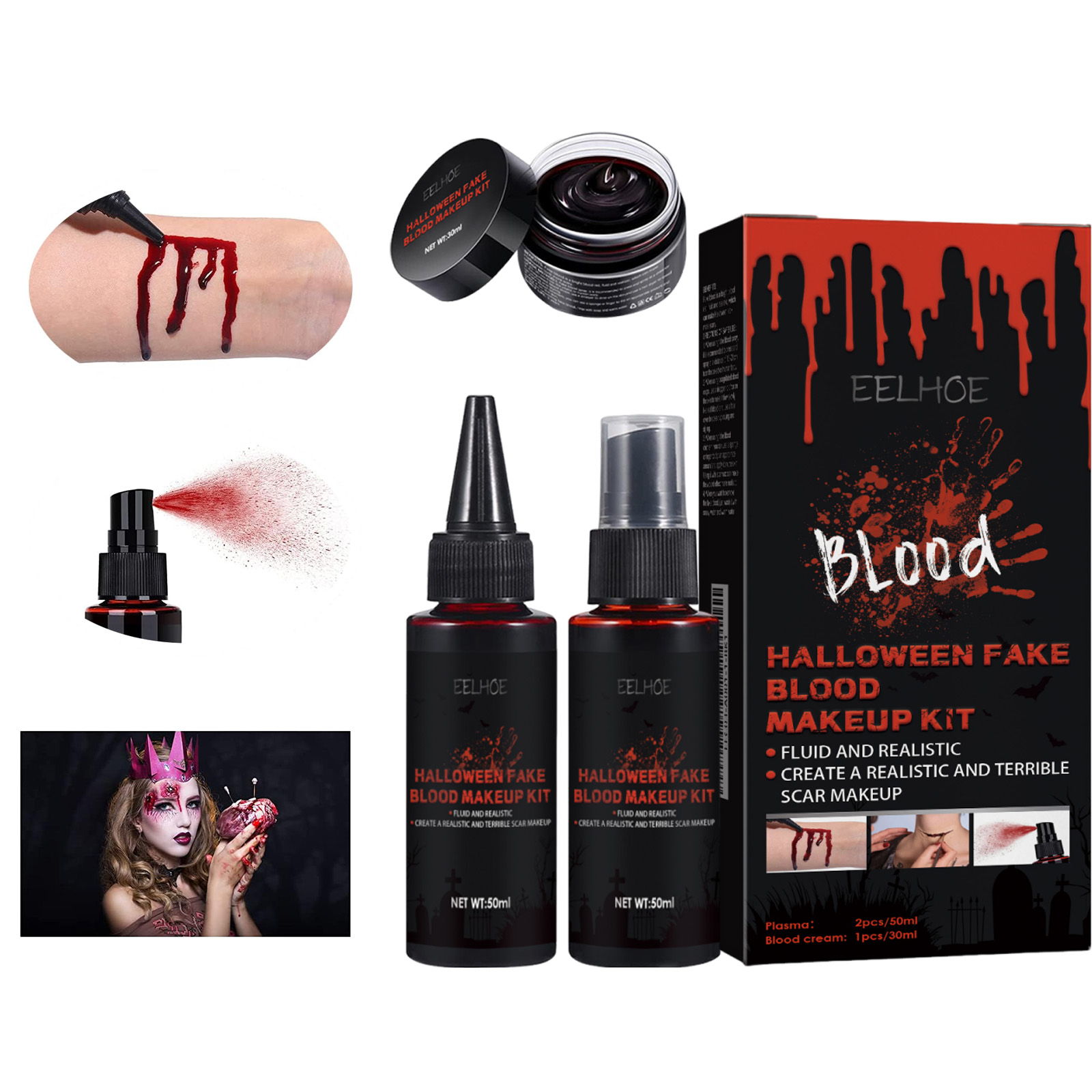 Halloween Fake Blood Makeup Ki - đánh giá và giá Body Paint Sfx