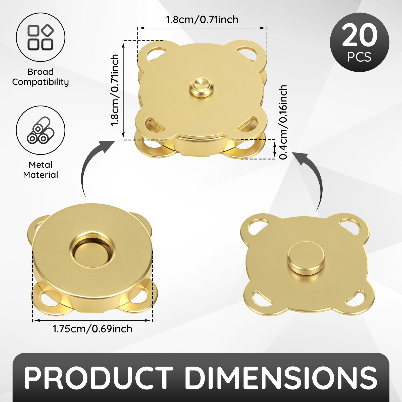 20 Sets Magnetic Snap Buttons  - đánh giá và giá Snap Fastener Set