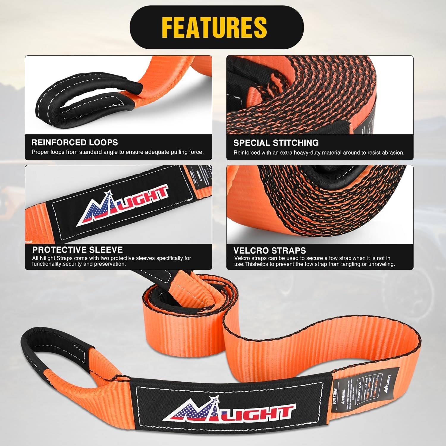 Nilight Offroad Recovery Kit 3 - đánh giá và giá D Ring Strap